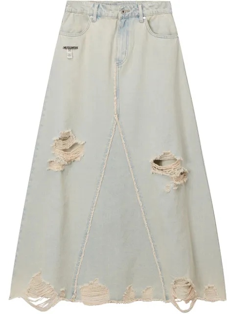 Musium Div. distressed denim maxi skirt Blue MMUSKW00819X