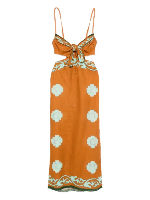 Johanna Ortiz Los Siete Mares midi dress Brown PT03026