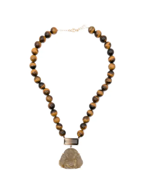 JIA JIA Happy Buddha quartz and tigers-eye necklace Brown JJNBUDDHA012