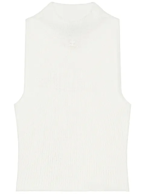 Courrèges cropped ribbed tank top White 225MTO402FI0049