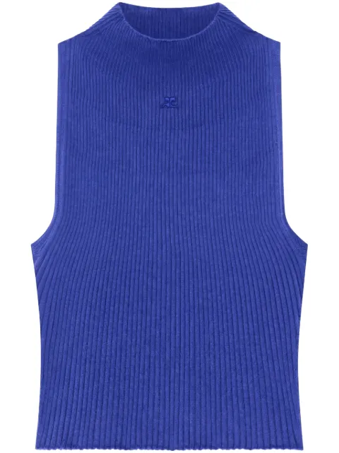 Courrèges mock-neck tank top Blue 225MTO402FI0049