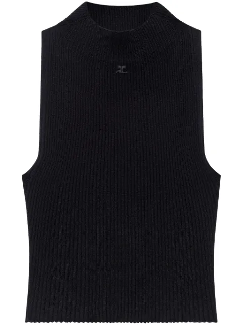 Courrèges cropped ribbed tank top Black 225MTO402FI0049