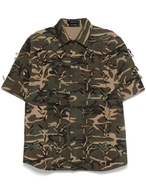 JUNTAE KIM laser-slashed shirt Neutrals JTKSS25S05