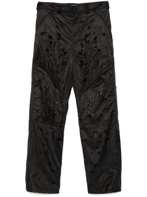 JUNTAE KIM laser-slashed petal trousers Black JTKSS25T05