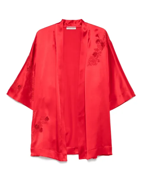 Carine Gilson Calais Caudry-lace silk robe Red EL0928GSS25RFLROU