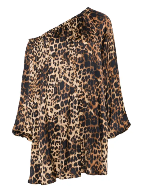 Simonetta Ravizza one-shoulder printed mini dress Brown S05DS103T90