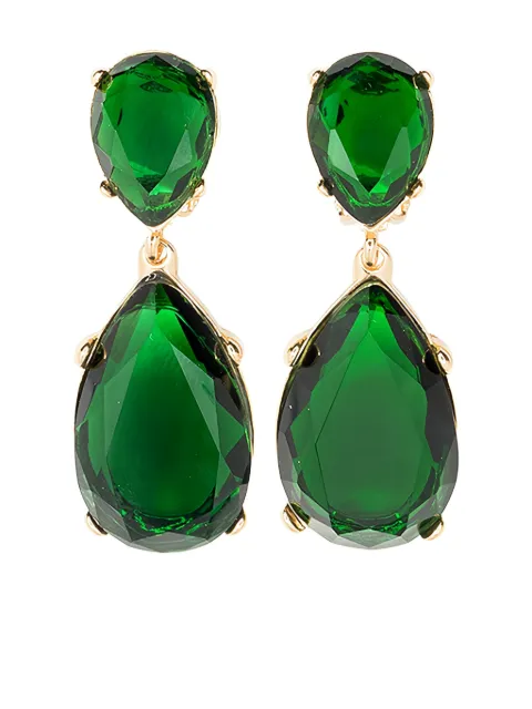 Kenneth Jay Lane emerald-embellished earrings Gold 1921EGFE