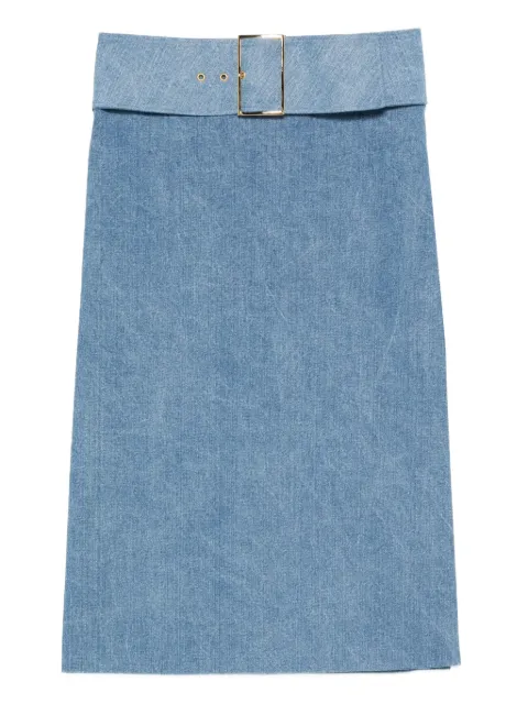 Rowen Rose belted denim midi skirt Blue SKRRR422