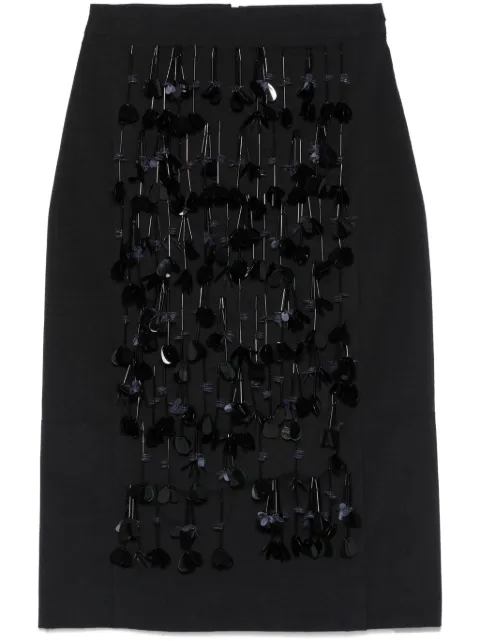Plan C sequin-detail panama midi skirt Black GOCAF01RF0TN024