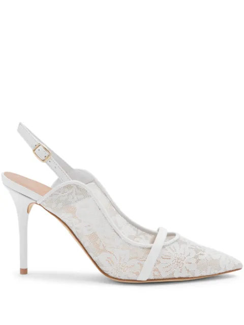 Malone Souliers Marion 85mm lace slingbacks White MARION8568