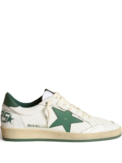 Golden Goose Ball Star trainers in white nappa leather with green leather star and heels tab White GWF00117F000325