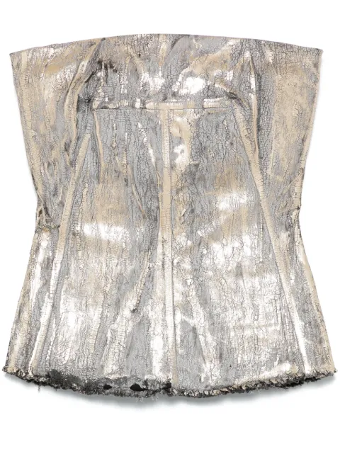 Rick Owens cracked-effect bustier Gold RO01E7127SGMC