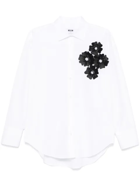MSGM floral-appliqué shirt White 3841MDE22X257100