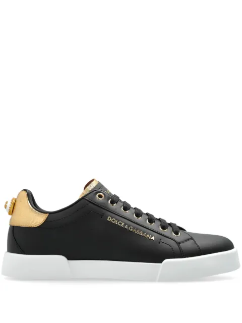 Dolce & Gabbana calfskin nappa Portofino sneakers with lettering Black CK2329AN298