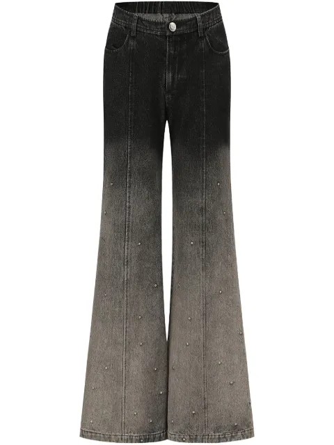 OUDE WAAG gradient-print flared trousers Black OW24AWPT02C1BL900