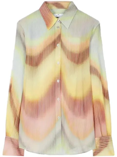 PS Paul Smith Gradient Wave-print georgette shirt Yellow W2R335BP31285