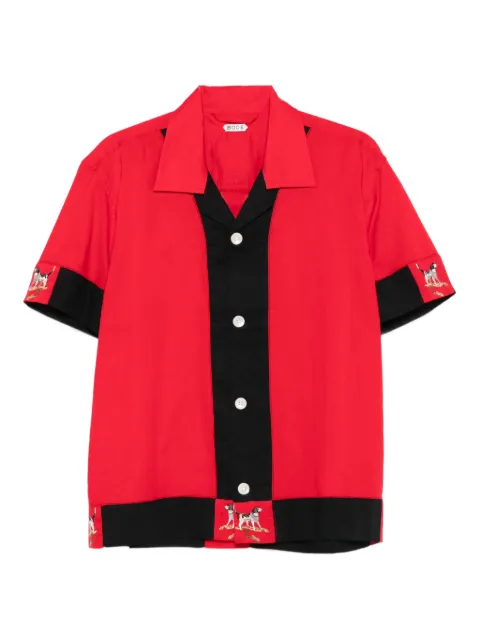 BODE dog-print panelled shirt Red MRF25SH038