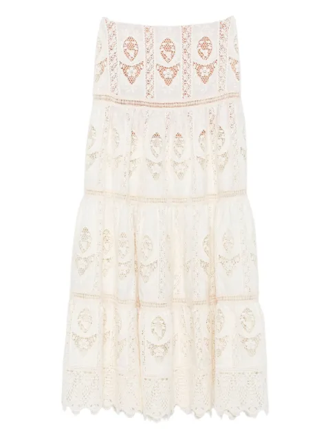 Johanna Ortiz lace tiered maxi skirt Neutrals PT03151