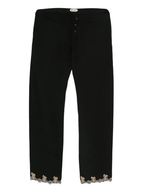 BODE lace-trimmed drawstring trousers Black MRF25BT037