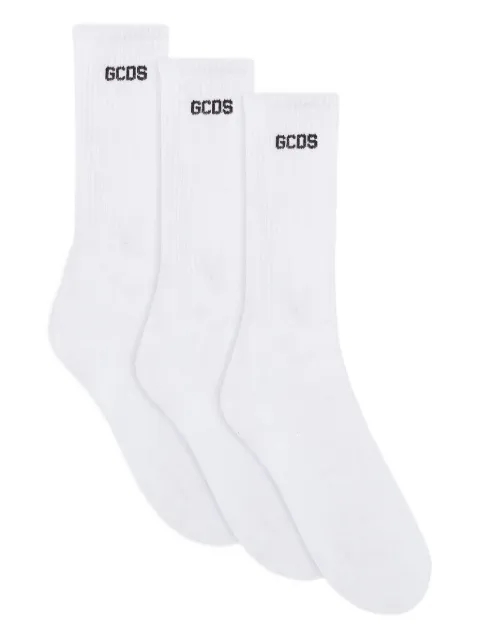 GCDS logo-jacquard socks (pack of three) White A2EU3801UW2
