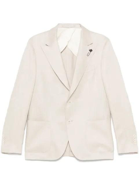 Lardini brooch-detail blazer Neutrals ES688AEESIF64433