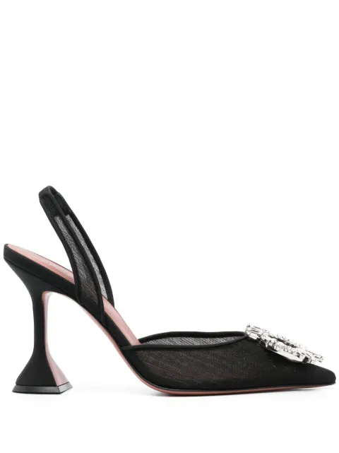 Amina Muaddi 100mm Begum slingback pumps Black BEGUMMESHSLING95