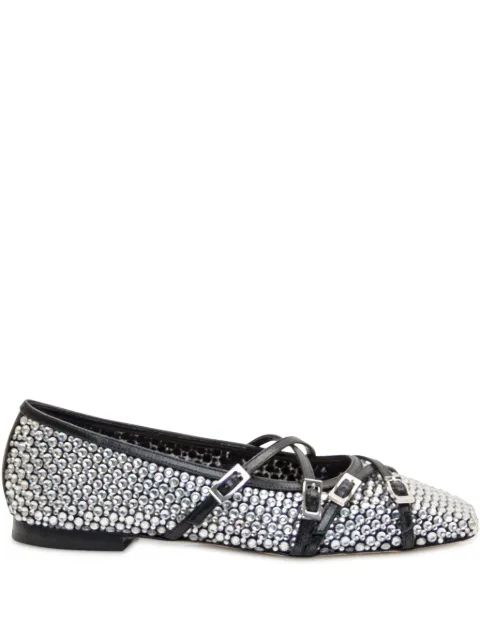 MACH & MACH Crystal Net ballerina shoes Black PF25S092710NET