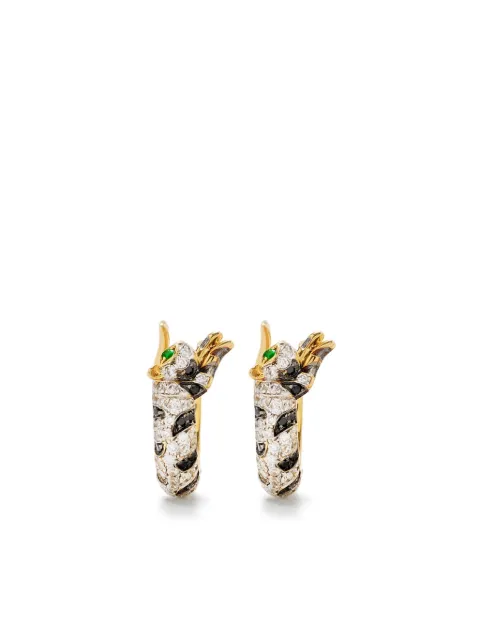 Yvonne Léon 9CT yellow gold Mini Créoles Felin diamond and tsavorite hoop earrings Gold PMINICREOLFELINDIAOJ
