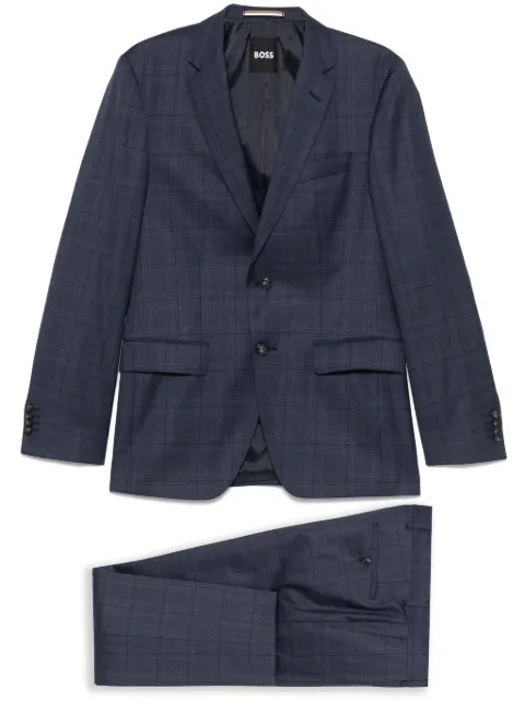 BOSS check-pattern single-breasted suit Blue 50535401