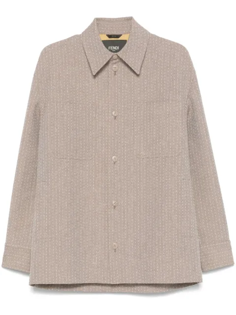 FENDI jacquard-stitching shirt jacket Neutrals FW1307AU6P