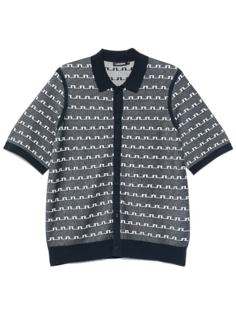 J.Lindeberg Rolando logo jacquard shirt Blue FMKW14397