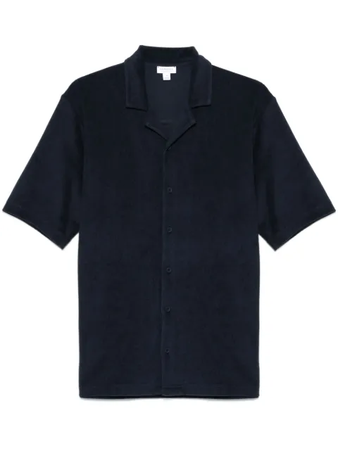 Sunspel towelling camp-collar shirt Blue MSHT1571
