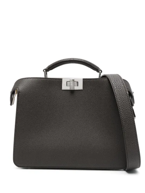 FENDI small Peekaboo ISeeU leather tote bag Brown 7VA530AFC3