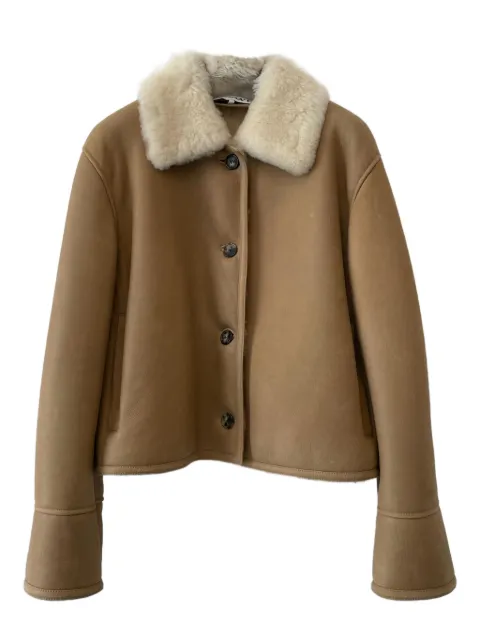 LOEWE shearling-collared buttoned jacket Brown S359Y2SL23