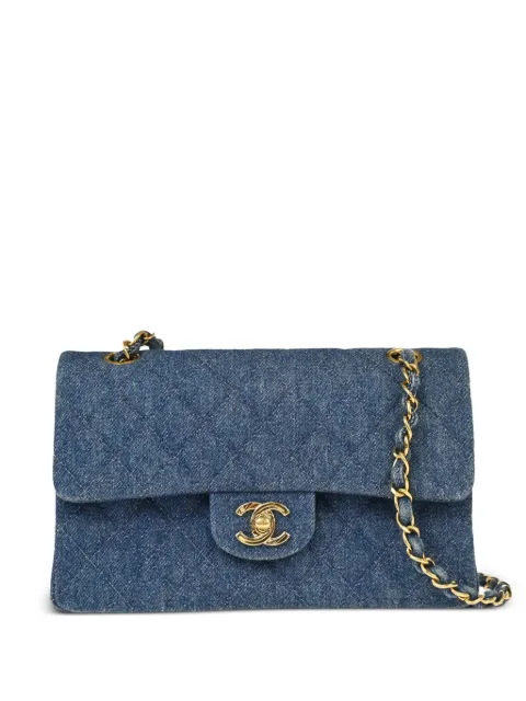 CHANEL Pre-Owned 1998 small Double Flap shoulder bag Blue 5650619