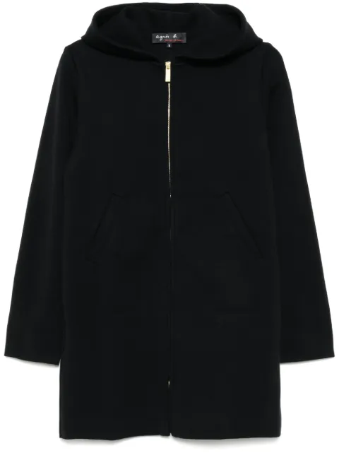agnès b. merino wool zipped coat Black T628L184