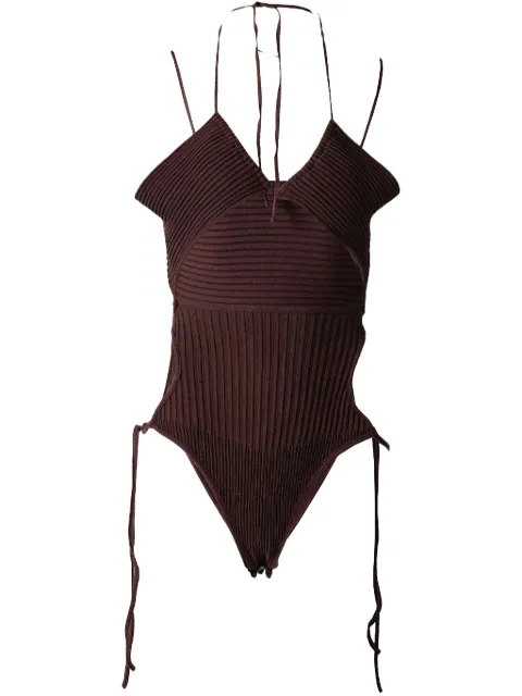 ANDREĀDAMO ribbed bodysuit Brown ADPS23BO05947473
