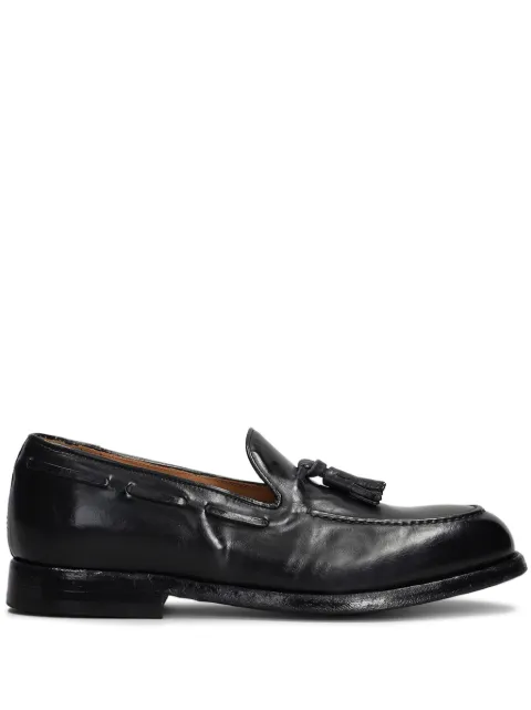 Green George tassel leather loafers Black 2065