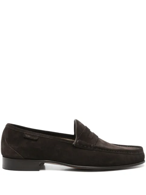 TOM FORD York suede penny loafers Brown J1545LCL046N