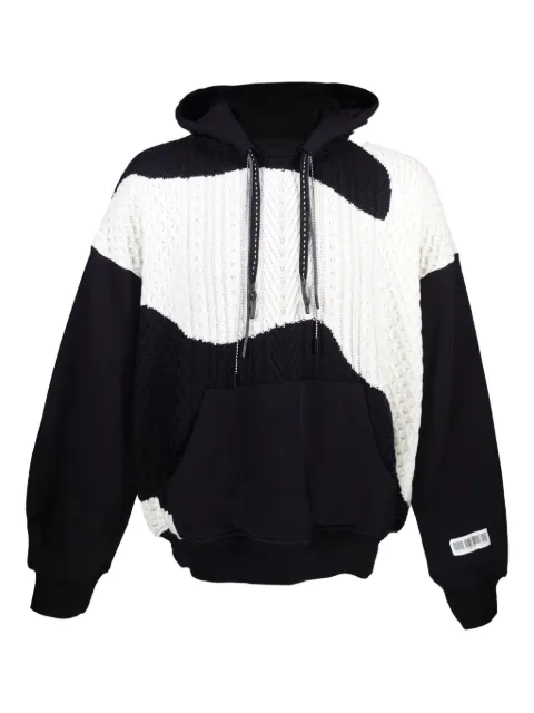 Mostly Heard Rarely Seen cable-knit panelled hoodie Black MH08BEKH01