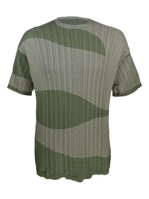 Mostly Heard Rarely Seen cable-knit wave T-shirt Green MH08BEST02