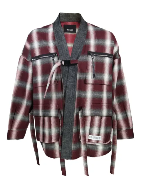 Mostly Heard Rarely Seen plaid buckle shirt jacket Red MH08BEW01