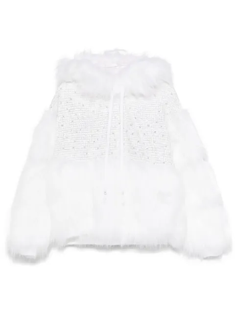 Loulou faux-fur hoodie White LOURTW0024061