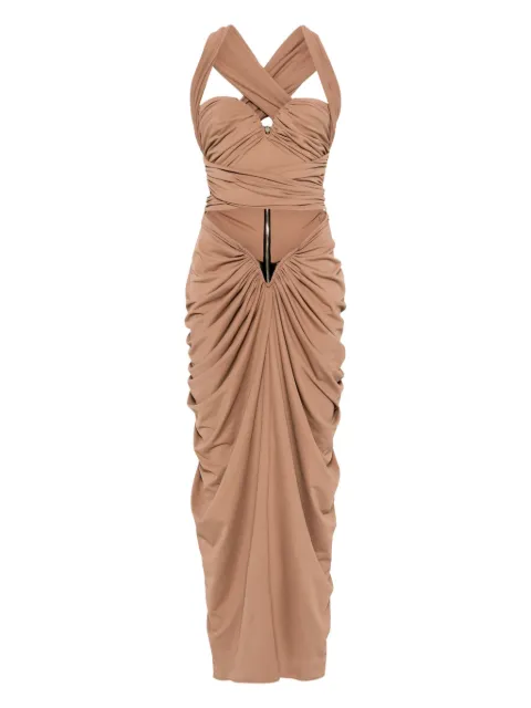 MITILIANE COUTURE draped maxi dress Brown 5942664549257