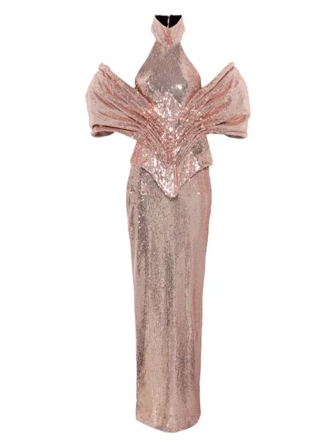 MITILIANE COUTURE detachable-corset sequined maxi dress Gold 5942664549172