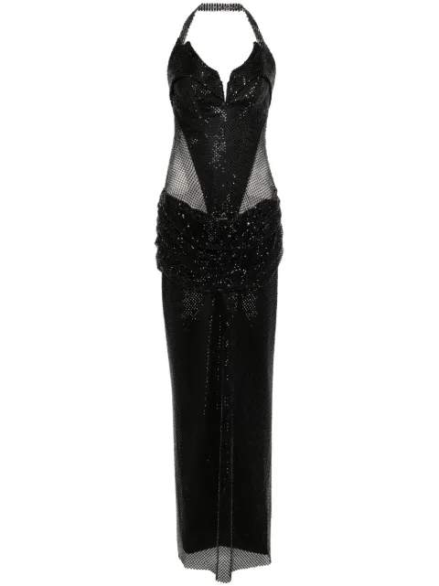MITILIANE COUTURE crystal-embellished mesh maxi dress Black 5942664548991