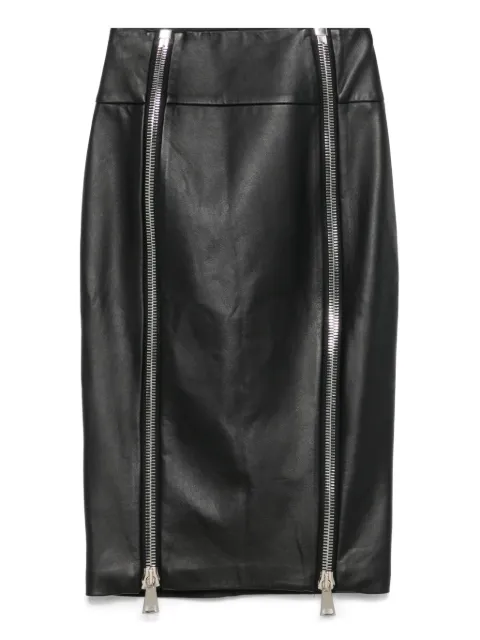 MITILIANE COUTURE leather zip-up midi skirt Black 5942664549042
