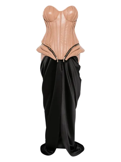 MITILIANE COUTURE leather corset and maxi skirt set Brown 5942664548984