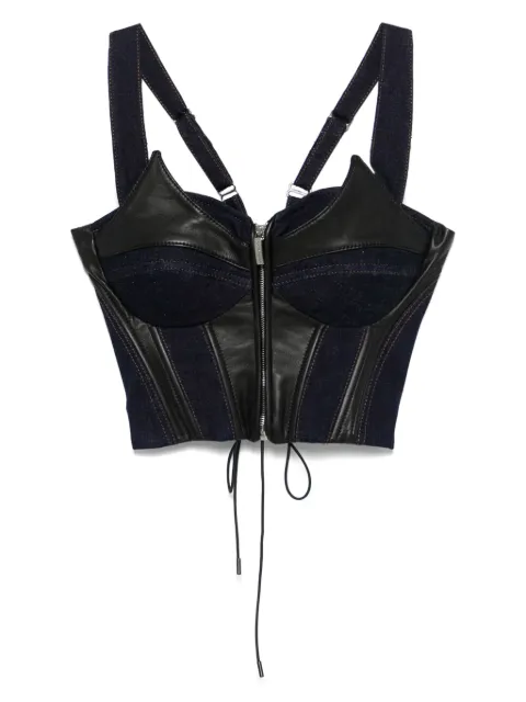 MITILIANE COUTURE denim-insert corset top Blue 5942664548908