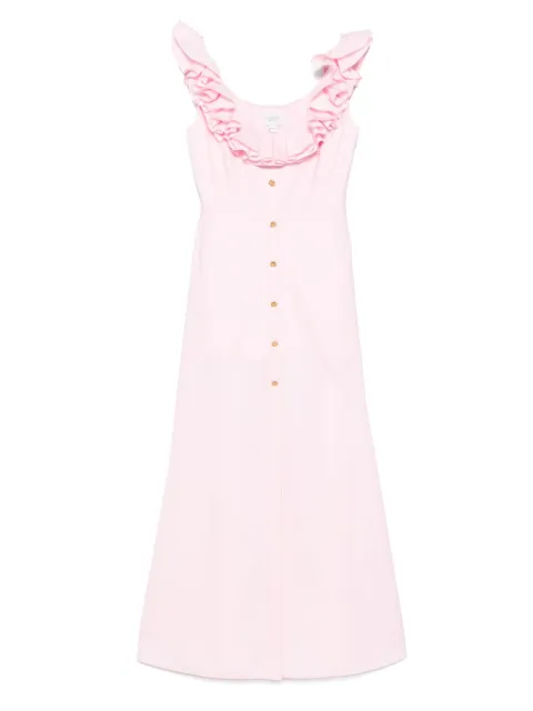 Giambattista Valli ruffled-detail midi dress Pink 25SSPVCA503040POP